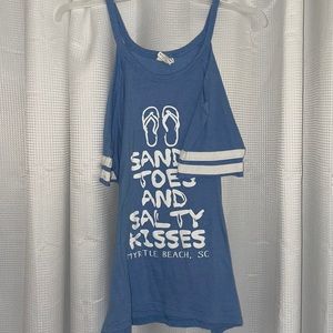 “Sandy Toes and Salty Kisses” cold shoulder tee